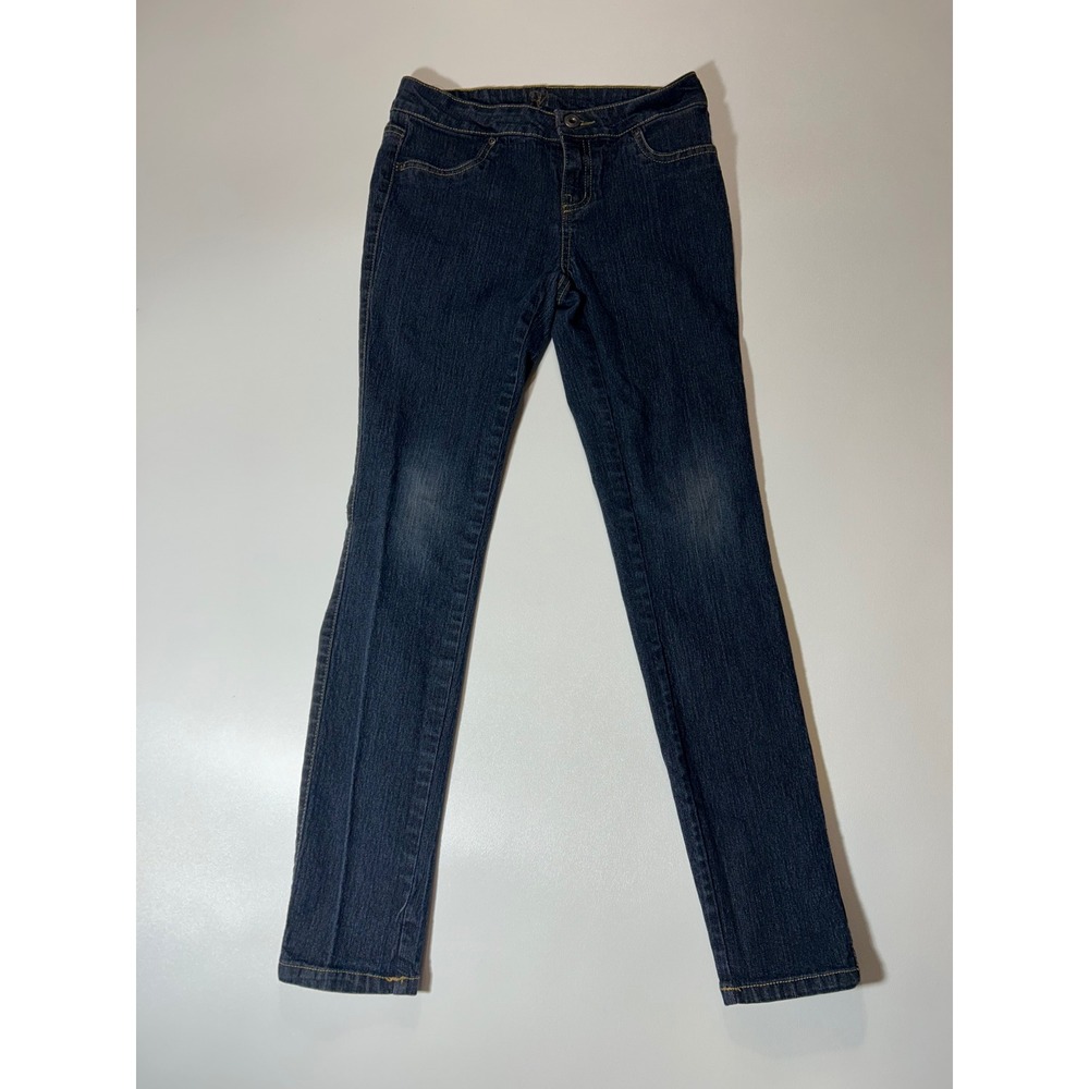 RVT Skinny Jeans Girls Size 12 Dark Wash Blue Excellent Stretch Denim Pockets